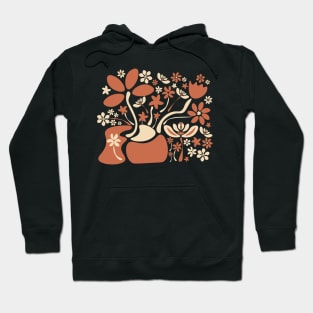 Terracotta and Sand Abstract Flowers Hoodie